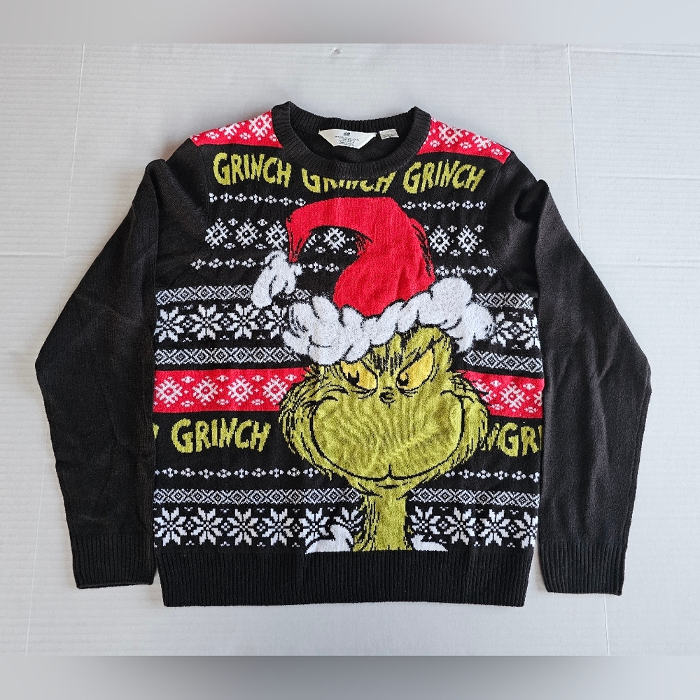 H&M Dr. Seuss The Grinch Ugly Christmas Holiday  Sweater Size Youth 12/14 NWOT